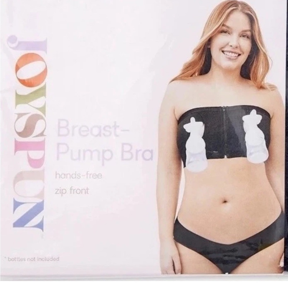 Joyspun: Womens Maternity Size Large Black Strapless Handsfree Pumpin Bra-zip Up
